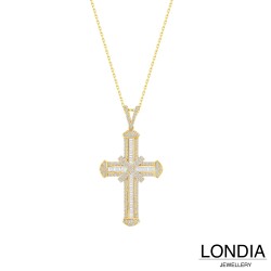 1.50 ct Londia Clair Eternity Necklace With Cross Pendant / Baguette and Round Cut Natural Diamond / 1144377 - 2