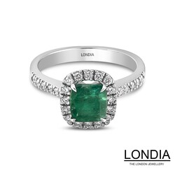 1.74 ct Emerald and 0.39 ct Diamond Engagement Rings - Londia Jewellery