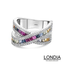  1.75 karat Gökkuşağı Doğal Safir ve 0.68 karat Pırlanta Yüzük 1124266 - Londia Jewellery