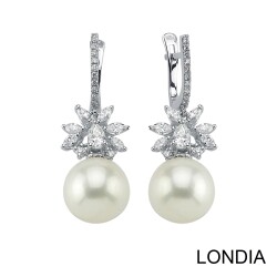 South Sea Pearl and 1.40 ct Pear and Marquise Cut Natural Diamond Earring / 1116475 - Londia Jewellery