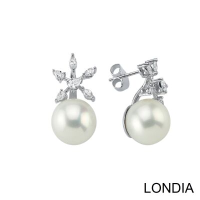 South Sea Pearl and 0.70 ct Pear Cut Diamond Earring / 1126093 - 1