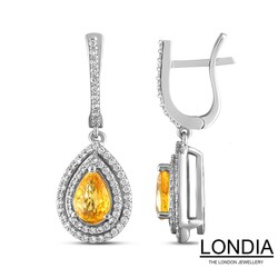 2.40 karat Damla Kesim Safir ve 0.80 karat Pırlanta Küpe / 1119820 - Londia Jewellery