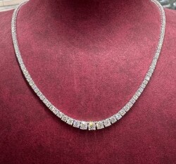 9.60 ct F Rare White Gia Certificated / Graduated Diamond Necklace / 18K Gold Diamond Necklace / 1132829 - 
