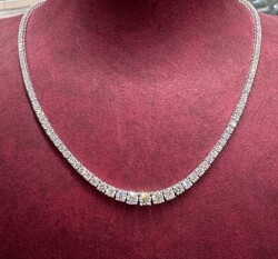 9.60 ct F Rare White Gia Certificated / Graduated Diamond Necklace / 18K Gold Diamond Necklace / 1132829 - Londia Jewellery