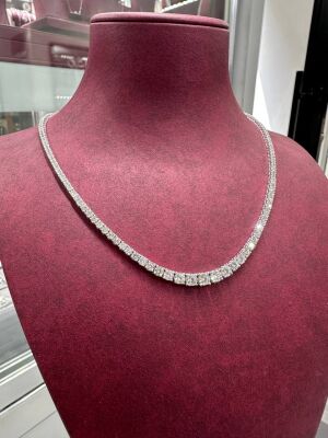 9.60 ct F Rare White Gia Certificated / Graduated Diamond Necklace / 18K Gold Diamond Necklace / 1132829 - 3