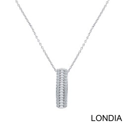 0.53 ct Baguette Diamond Necklace / 14K Gold Baguette and Round Cut Diamond Pendant / Design Baguette Necklace 1128985 - Londia Jewellery