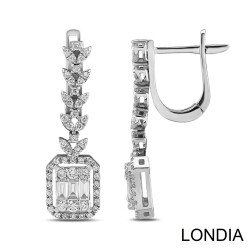 0.90 karat Baget Küpe / 14 Ayar Altın Küpe / Gösterişli Pırlanta Küpe /1114302 - Londia Jewellery