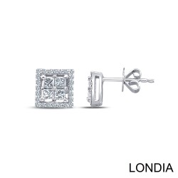 0.55 karat Pırlanta Küpe / Eşsiz Prenses ve Yuvarlak Kesim Pırlanta Küpe / 18K Altın Pırlanta Küpe / 1129040 - Londia Jewellery