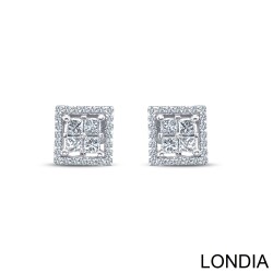 0.55 ct Brillant Earring / Diamond Stud Earring / Unique Princess and Round Cut Diamond Earrings / 18K Gold / Diamond Earrings / Gift for Woman 1129040 - 2