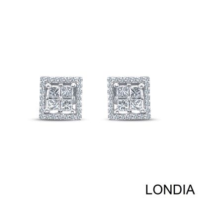 0.55 ct Brillant Earring / Diamond Stud Earring / Unique Princess and Round Cut Diamond Earrings / 18K Gold / Diamond Earrings / Gift for Woman 1129040 - 2