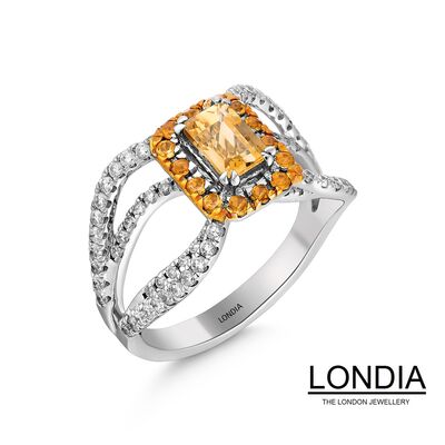 0.79 ct Citrin and 0.60 ct Natural Diamond Unique Design Ring / 1119220 - 2