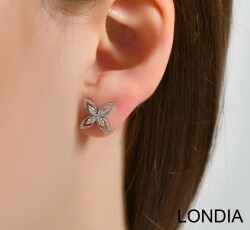  0.43 ct Clover Earring / Diamond Stud Earring / Unique Marquise and Round Cut Diamond Earring /14k Gold / Brillant Earring / For Woman Gift 1128793 - Londia Jewellery