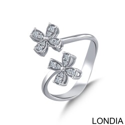 0.19 ct Clover Ring/ Unique Round Cut Diamond Ring / 18K Gold / Diamond Ring / For Woman Gift /Fashion Ring /1128618 - Londia Jewellery