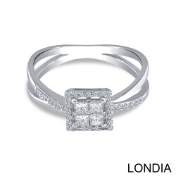 0.36 ct Diamond Double Band Fashion Ring / Princess and Round Cut Diamond / Unique Ring / 1128962 - Londia Jewellery