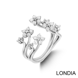 0.87 ct Diamond Flower Ring in 18k Gold / Fashion Round Cut Diamond Ring / Design Ring 1128093 - Londia Jewellery