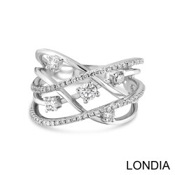 0.73 karat Pırlanta Lines Moda Yüzük / 18 Ayar Altın ve Pırlanta 6,36 gram / Pırlanta Çapraz Yüzük / 1115879 - Londia Jewellery