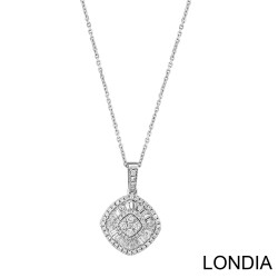 0.64 karat Pırlanta Kolye / 18 Ayar Altın Zümrüt ve Yuvarlak Kesim Pırlanta Kolye Ucu / Baget Pırlanta Eşsiz Kolye / Sevgililer Günü 1112807 - Londia Jewellery