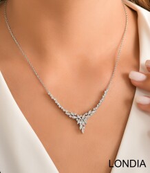 Diamond Necklace / Cluster Necklace 14k Gold / Brillant Necklace / Unique Diamond Necklace / Gift for her 1115427 - Londia Jewellery