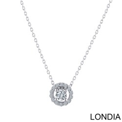 0.12 karat Pırlanta Kolye / Halo Kolye 14 Ayar Altın / Eşsiz Pırlanta Kolye / Pırlanta Yuvarlak Uçlu Kolye 1129222 - Londia Jewellery