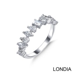 1 ct Diamond Ring / 18K Solid Gold / Genuine Diamond Ring / Wedding Ring / Pear, Marquise and Emerald Cut Brilliant Ring / Half Eternity Wedding Ring 1128600 - Londia Jewellery