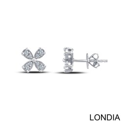 0.20 karat Pırlanta Yonca Küpe / Eşsiz Yuvarlak Kesim Pırlanta Küpe /18 Ayar Altın / Parlak Küpe / 1128623 - Londia Jewellery