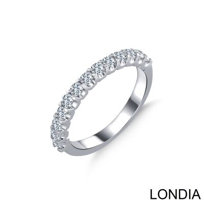 0.57 ct Diamond Wedding Band / 14K Solid Gold /Round Diamond Ring / Half Diamond Eternity Wedding Band 1127214 - 1