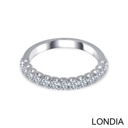 0.57 ct Diamond Wedding Band / 14K Solid Gold /Round Diamond Ring / Half Diamond Eternity Wedding Band 1127214 - 2