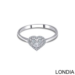 0.20 ct Londia Natural Diamond Heart Ring / Unique Princess and Round Cut Diamond Ring / 1137625 - Londia Jewellery