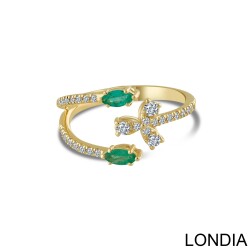 Lina Moda Yüzük / 14K Pırlanta Yüzük / 0.23 karat Zümrüt ve 0.27 karat Pırlanta Yüzük / 1129258 - 2