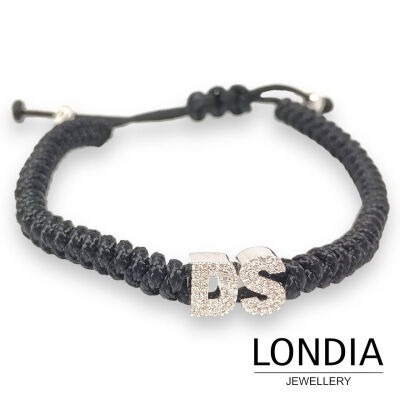 Londia Black Diamond Personalized Initial Men's Bracelet / Father's Day Gift / 1126551 - 3