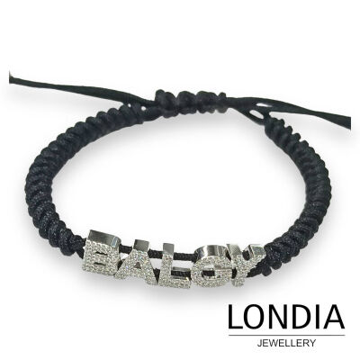 Londia Black Diamond Personalized Initial Men's Bracelet / Father's Day Gift / 1126551 - 5