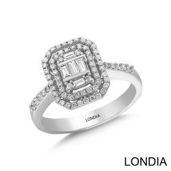 0.40 ct Londia Cluster Engagement Ring /With Natural Baguette and Brillant Diamond Ring / 1126270 - Londia Jewellery