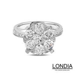 2.50 ct Londia Natural Diamond Magic Cluster Engagement Ring / F Rare White GIA Certified / 1130633 - Londia Jewellery