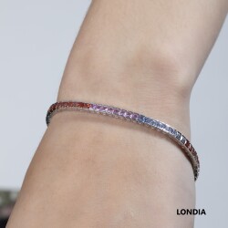 Londia Rainbow Doğal Safir Minimalist Tasarım Bileklik - Londia Jewellery