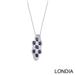 Londia Special Design 1.30 ct Oval Cut Natural Sapphire and 0.30 ct Natural Diamond Necklace / 1137828 - Londia Jewellery