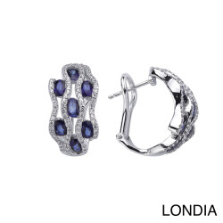 Londia Special Design 2.70 ct Oval Cut Natural Sapphire and 0.60 ct Natural Diamond Earring / 1137828 - Londia Jewellery