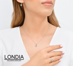 Oval Kesim Zümrüt ve Pırlanta Düğün Seti DS1118824 - Londia Jewellery