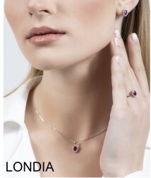 Oval Cut Ruby and Natural Diamond Wedding Set DS1119050 - Londia Jewellery