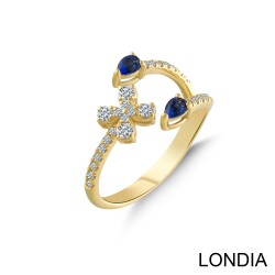 Lina Moda Yüzük / 14k Pırlanta Yüzük / 0.26 karat Safir ve 0.30 karat Pırlanta Yüzük / 1129260 - Londia Jewellery