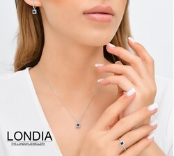 Prenses Kesim Safir ve Pırlanta Düğün Seti DS1118836 - Londia Jewellery