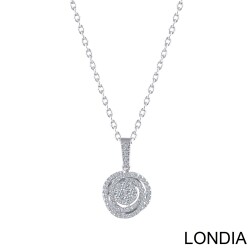 0.35 karat Gül Kolye / Pırlanta İç içe Kolye / Eşsiz Yuvarlak Kesim Pırlanta Kolye / 14 Ayar Altın / Pırlanta Kolye / 1129342 - Londia Jewellery